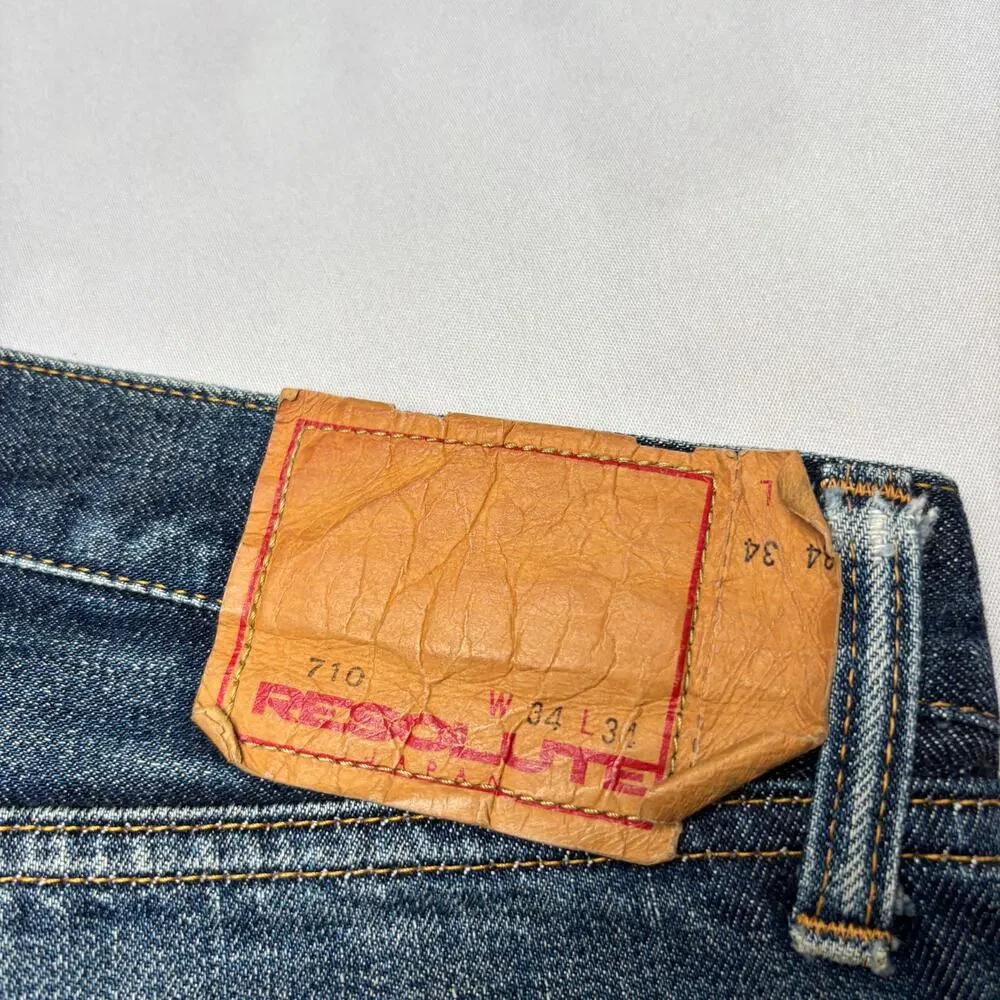 Resolute 710 Japanese Selvedge Denim Jeans Men's 33x31 Whiskering Fade Honeycomb